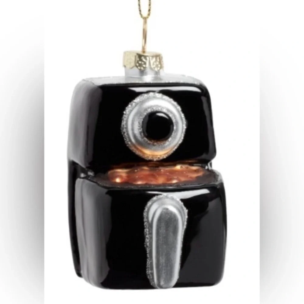 Rare Glittery Air fryer blown glass Christmas tree ornament